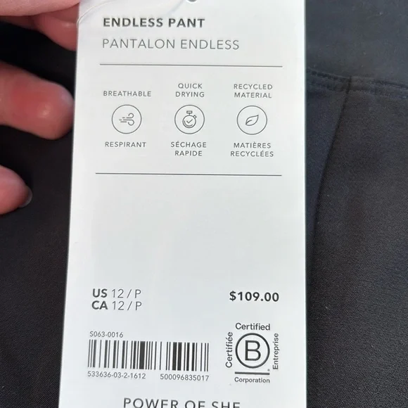 NWT Athleta Endless Black Pants size 12/P - Picture 8 of 10